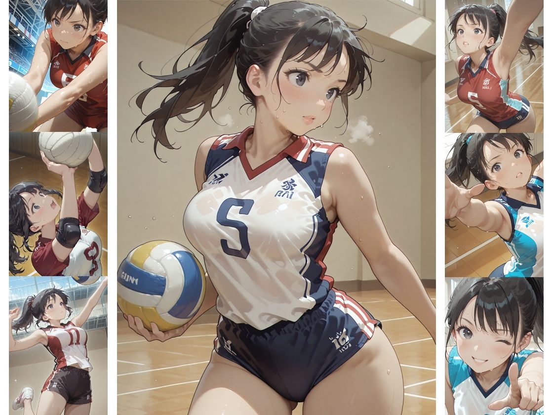 あの子はバレー部 〜あの子は叡智イラスト集 部活編 2〜【121枚/黒のり修正】躍動するユニフォーム、汗ばむ肌。練習後の体育倉庫で、彼女は「メス」になる。 サンプル画像1