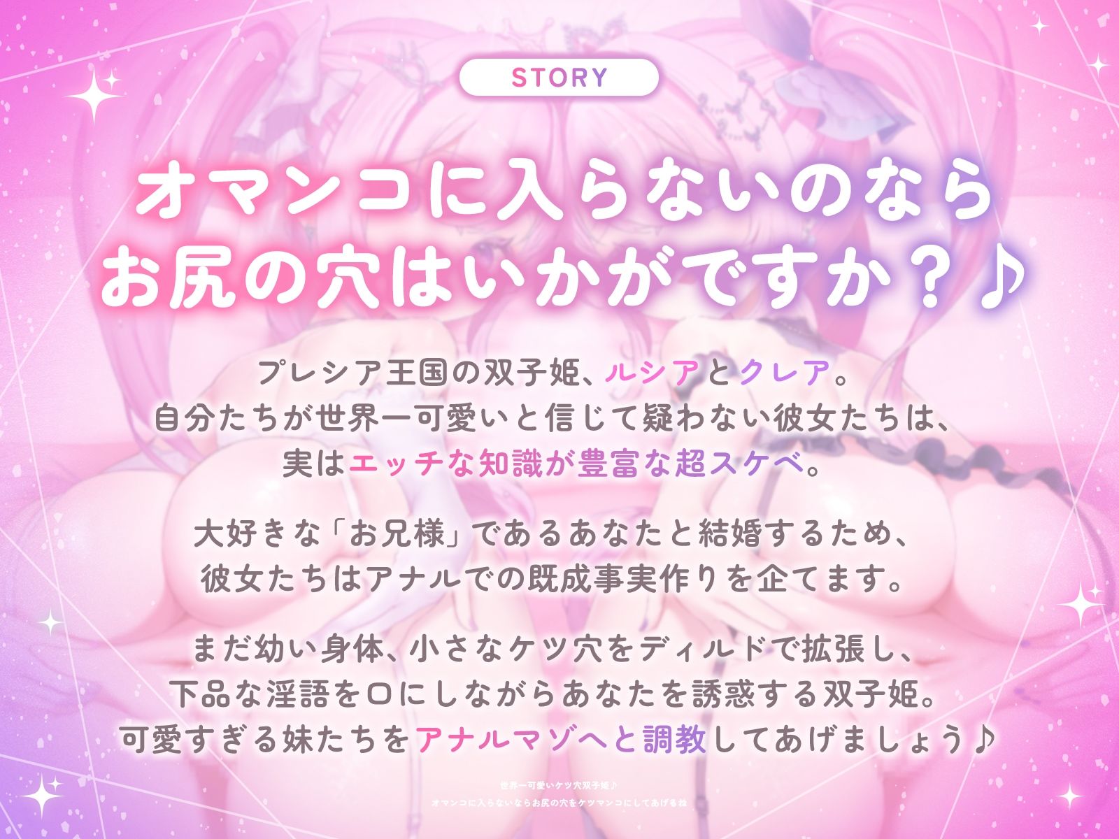 世界一可愛いケツ穴双子姫♪〜オマンコに入らないならお尻の穴をケツマンコにしてあげるね♪〜（KU100収録作品） サンプル画像1