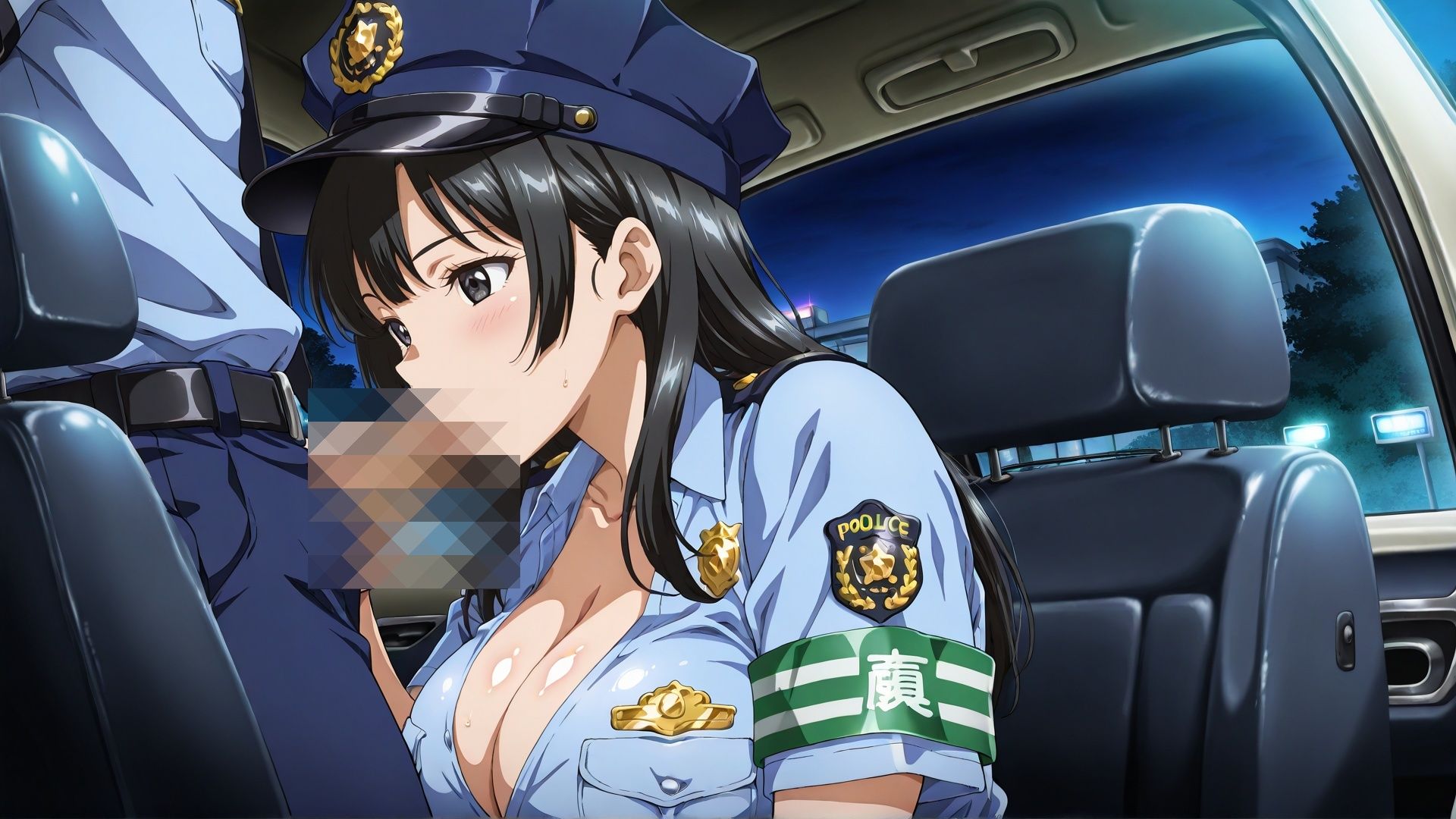 勤務後の爆乳女警察官をパトカー内でハメまくった記録 サンプル画像2