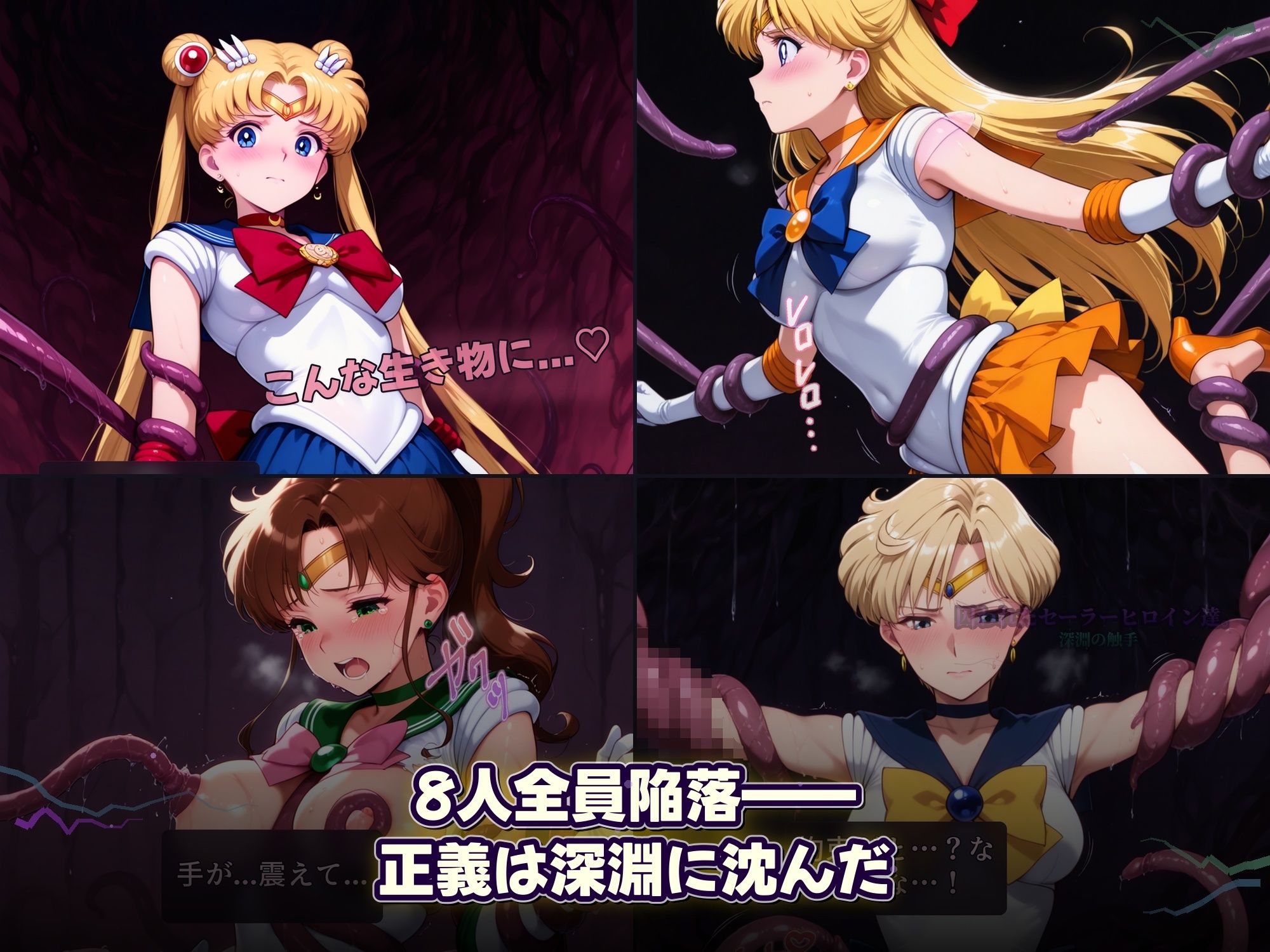 囚われたセーラーヒロイン達。深淵の触手  変身しても、触手には勝てなかった――」 サンプル画像4