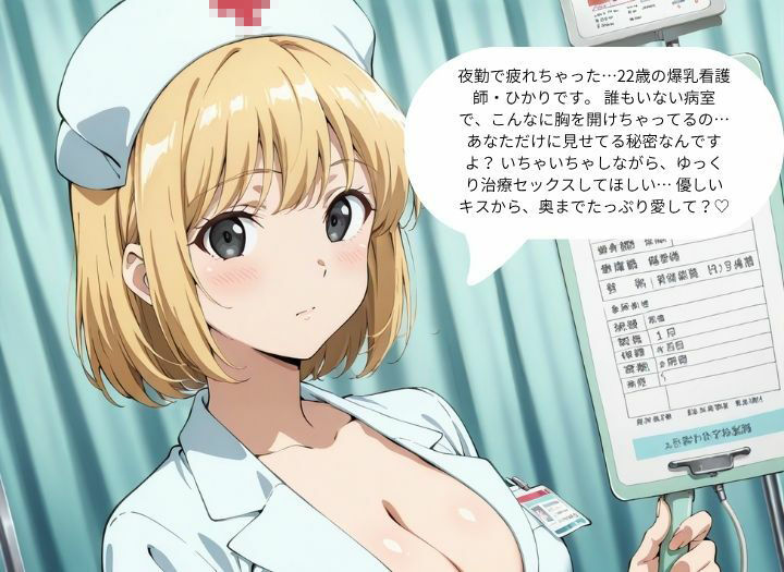 夜勤中の爆乳看護師とイチャラブ治療セックス サンプル画像1