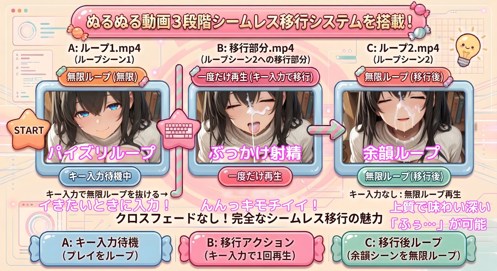 淫画図書館 〜巨乳アイドルにデカパイズリで搾精してもらい、好きなタイミングでぶっかけ顔射して、射精後の余韻も60fpsぬるぬる動画で楽しめるカジュアル弾幕避けゲー〜 サンプル画像2