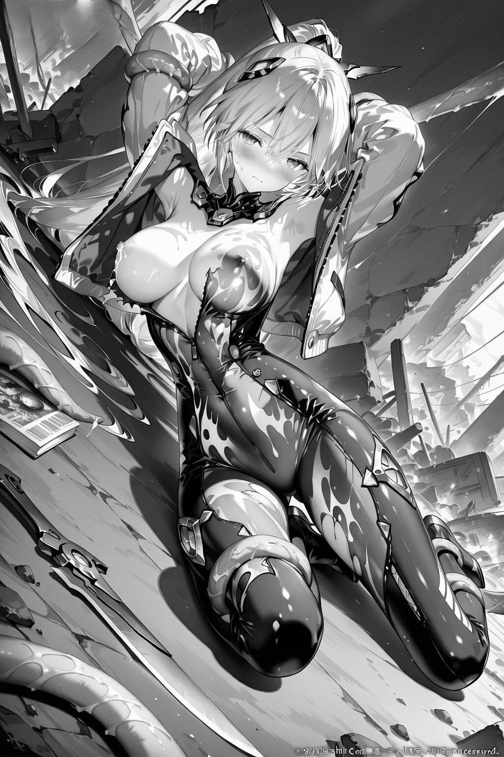 銀髪メカ娘拘束記録 ―触手捕獲プロトコル― サンプル画像3