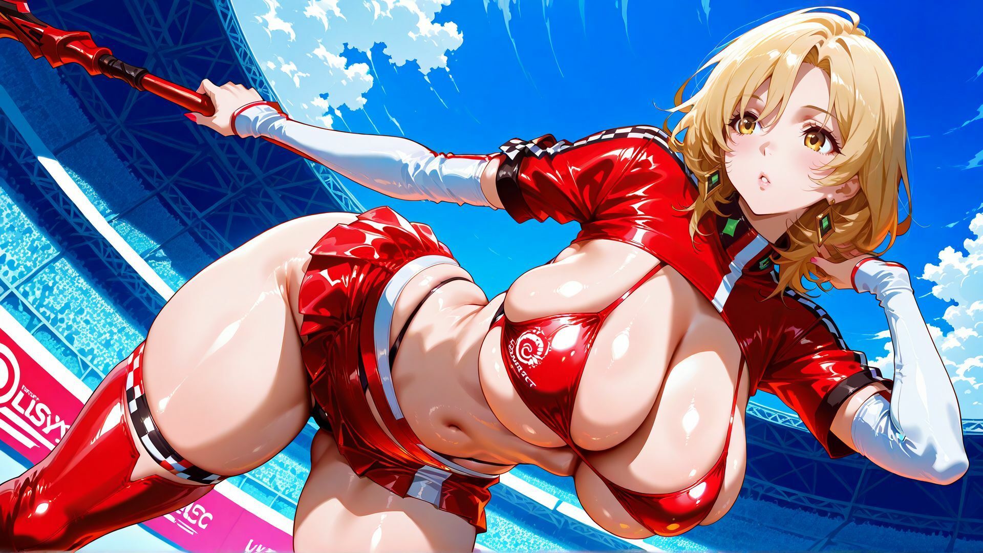 【4K】爆乳レースクイーン3人をいいなり性教育 サンプル画像1