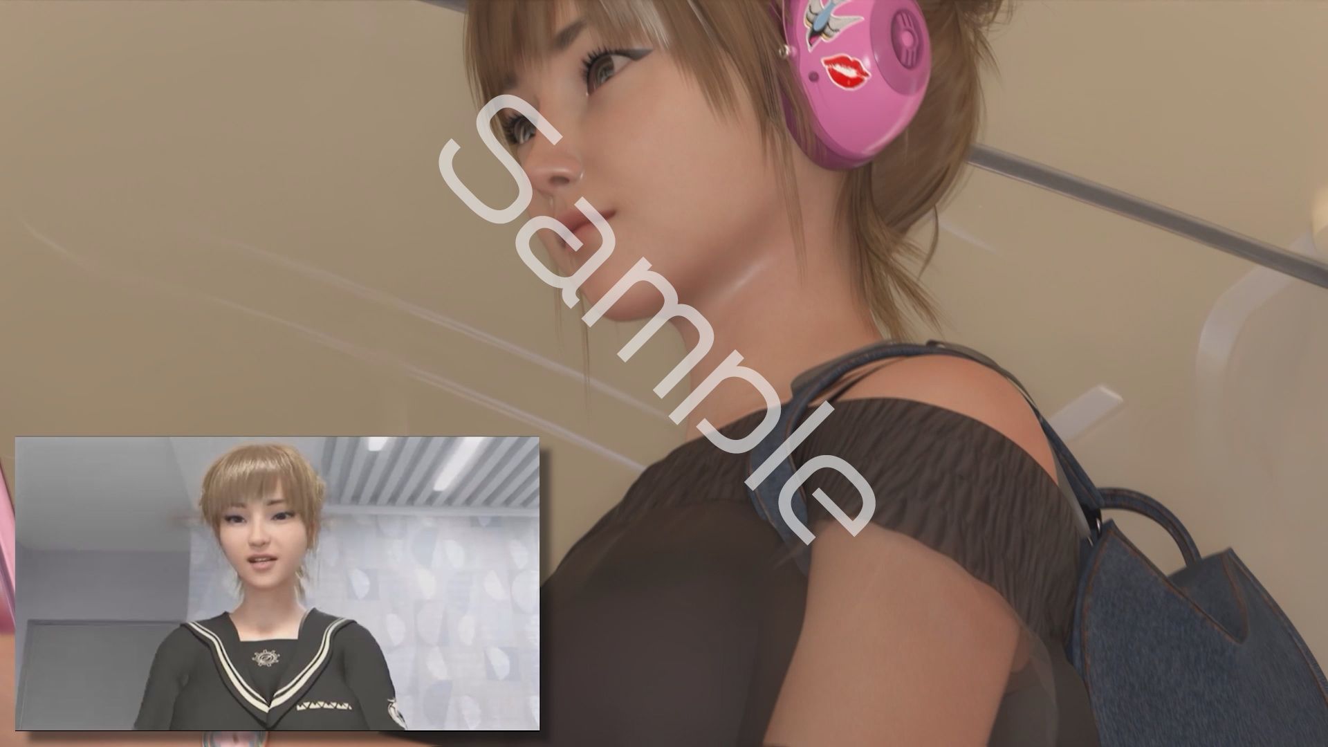 【▲100】一ノ瀬廻里・私服登校日にスカート内を逆さ撮りされた自分のパンチラ盗撮被害動画の確認を強いられる（サテン地豹柄ピンク色ギャルパンティ） サンプル画像1