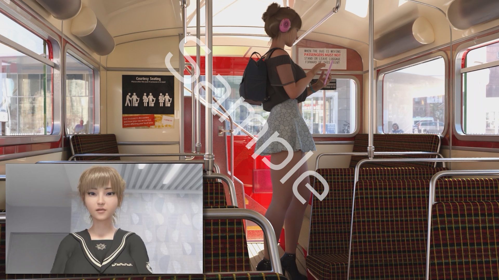 【▲100】一ノ瀬廻里・私服登校日にスカート内を逆さ撮りされた自分のパンチラ盗撮被害動画の確認を強いられる（サテン地豹柄ピンク色ギャルパンティ） サンプル画像4