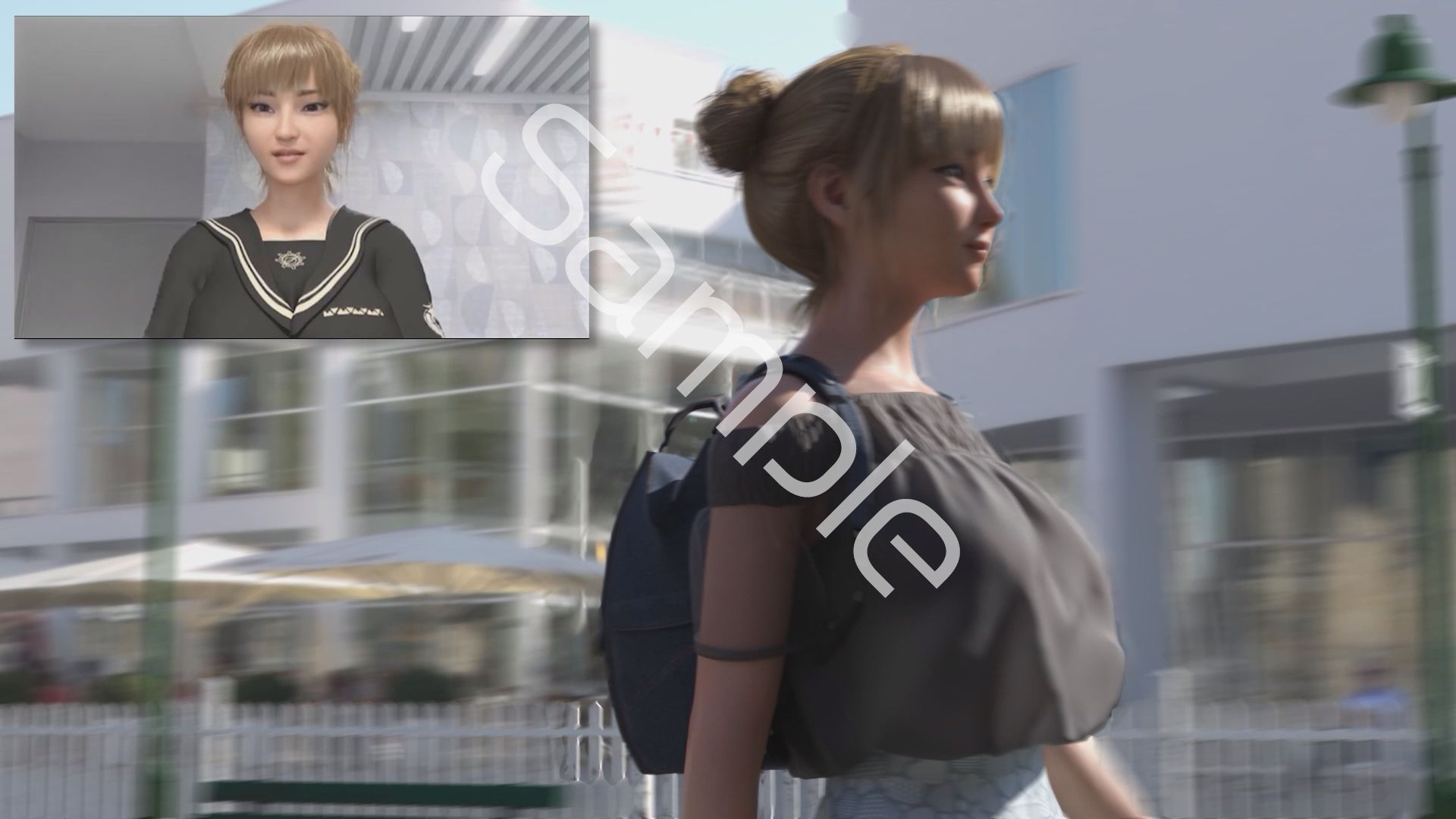 【▲100】一ノ瀬廻里・私服登校日にスカート内を逆さ撮りされた自分のパンチラ盗撮被害動画の確認を強いられる（駅の階段・サテン地ピンク水玉パンティ） サンプル画像4