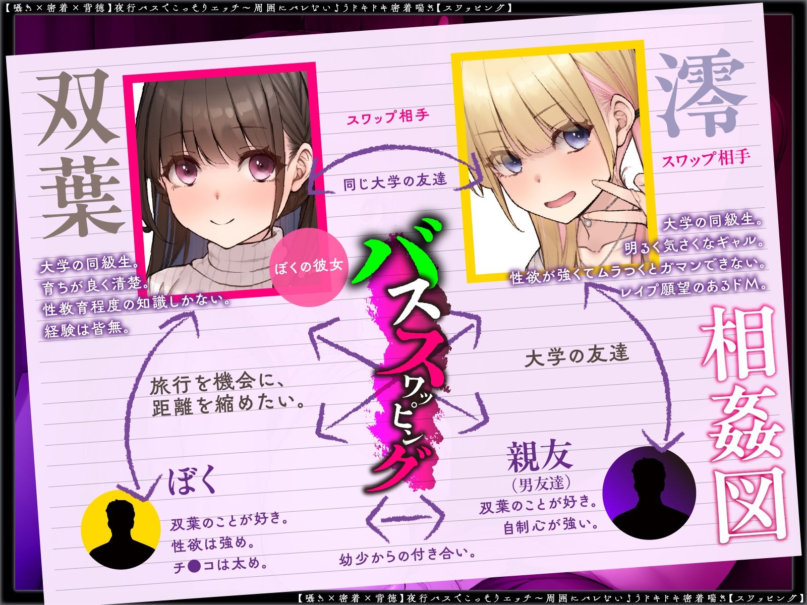 【囁き×密着】夜行バスでこっそりエッチ〜周囲にバレないようドキドキ密着喘ぎ【スワッピング】 サンプル画像3