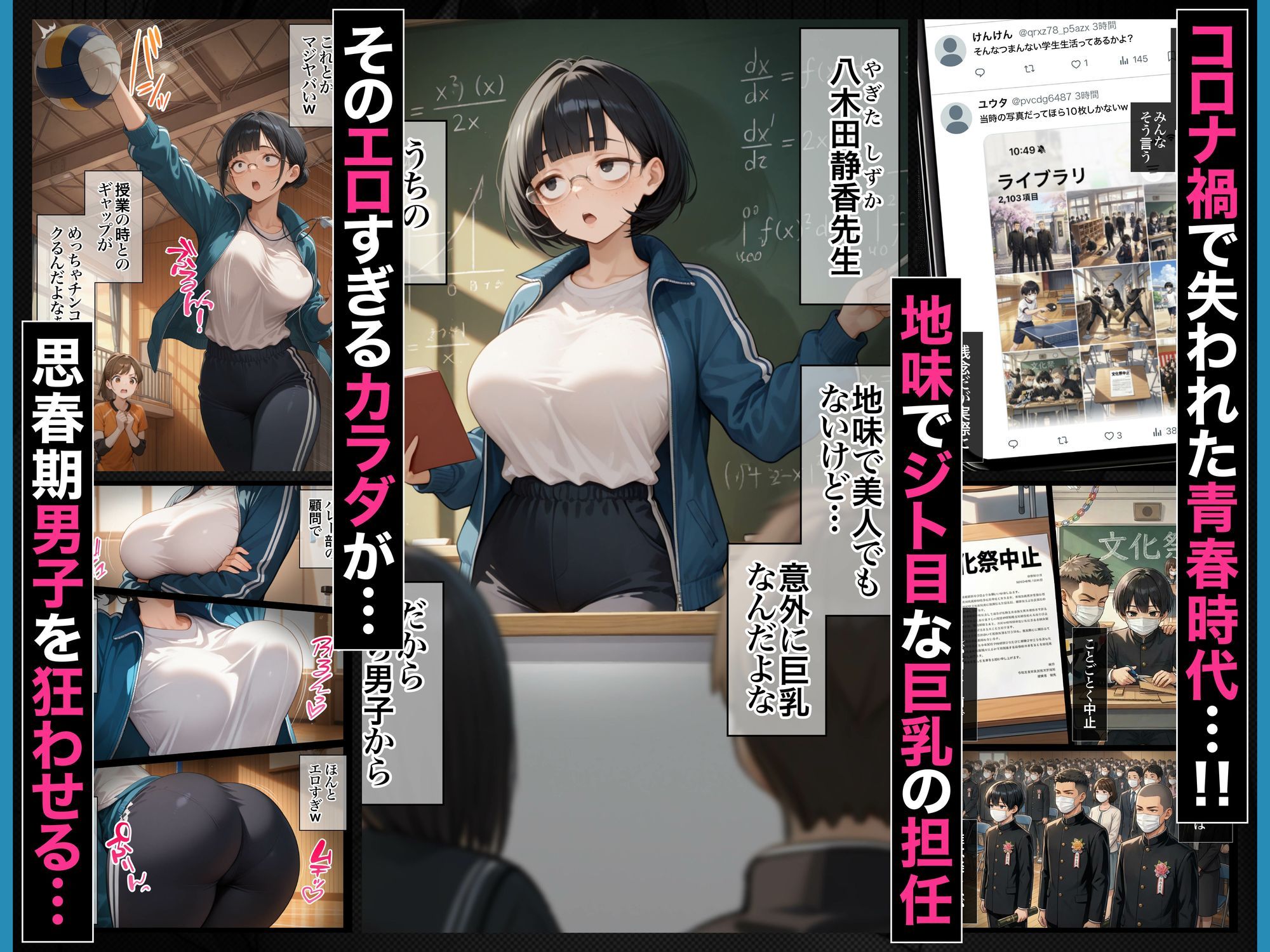 ジト目で地味な巨乳の担任を孕ませたい 担当科目:数学 バレー部顧問 独身 愛称:シズちゃん・ヤギT（30歳） サンプル画像4