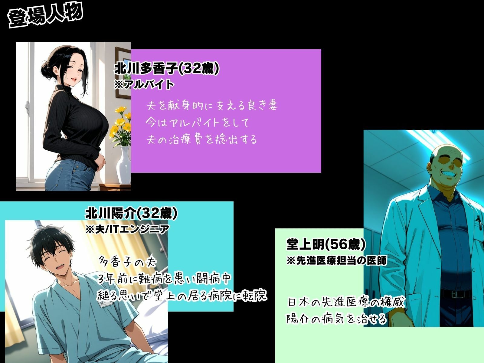 夫の為にできる事。先進医療の代償は熟れた人妻の汗ばんだ乳房 サンプル画像2