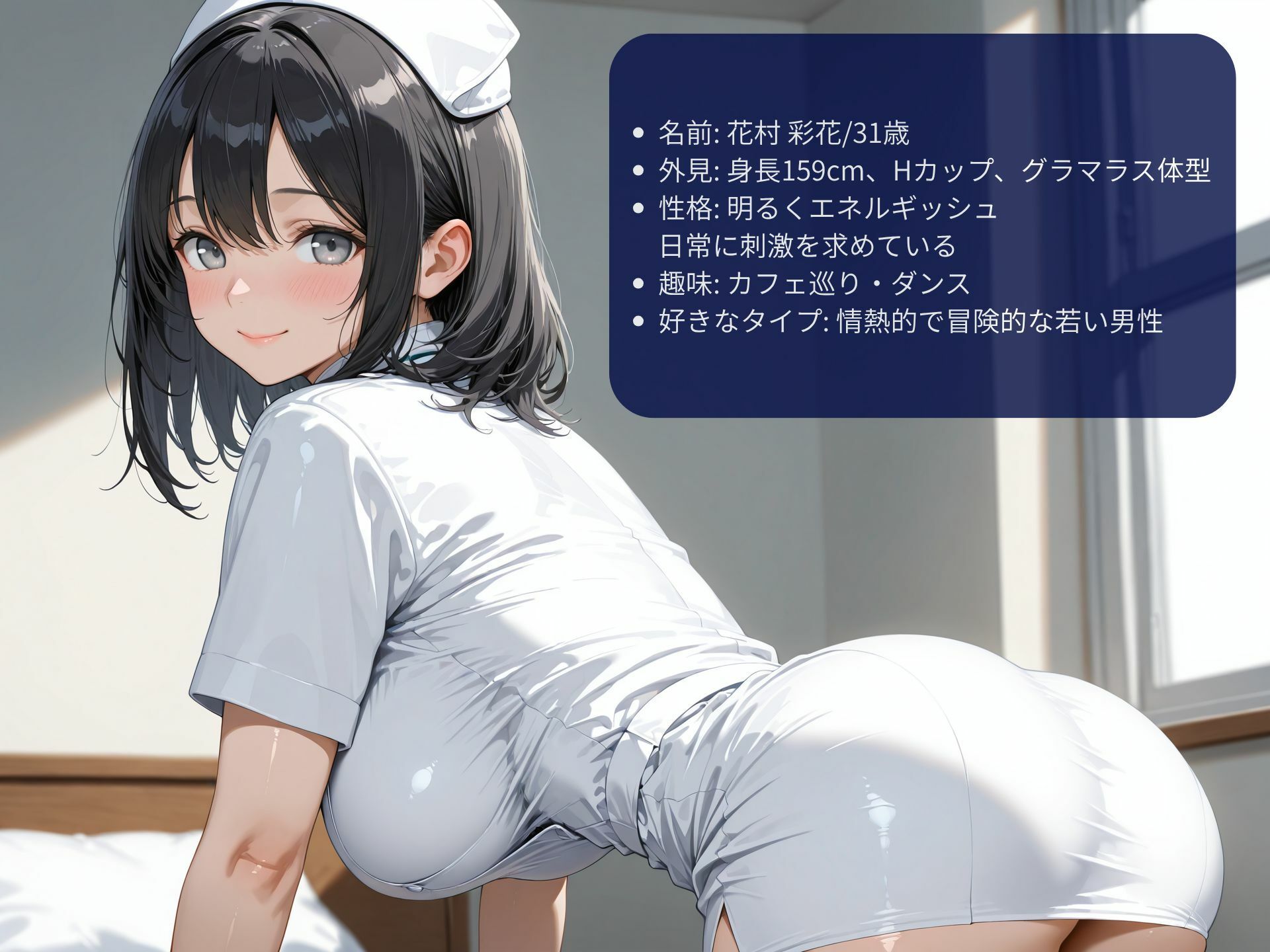 巨乳痴女ナースに誘惑されて不倫セックス サンプル画像1