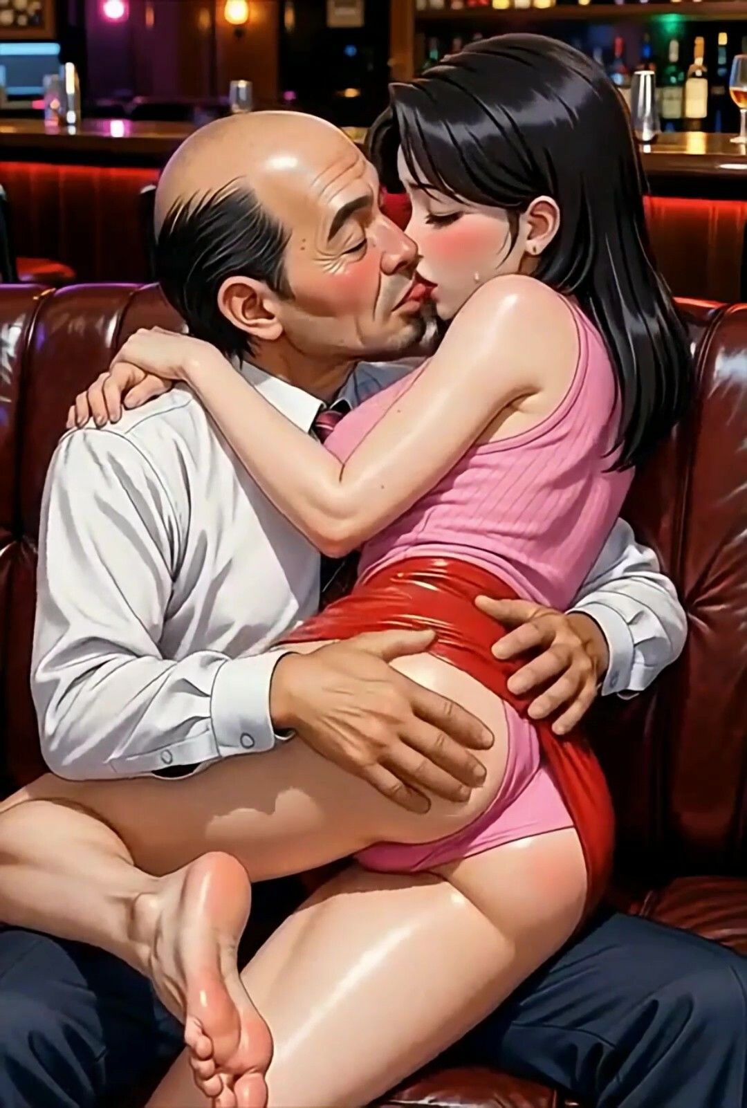 美女とおっさんのディープキス  瞳と川藤  bar編 サンプル画像3