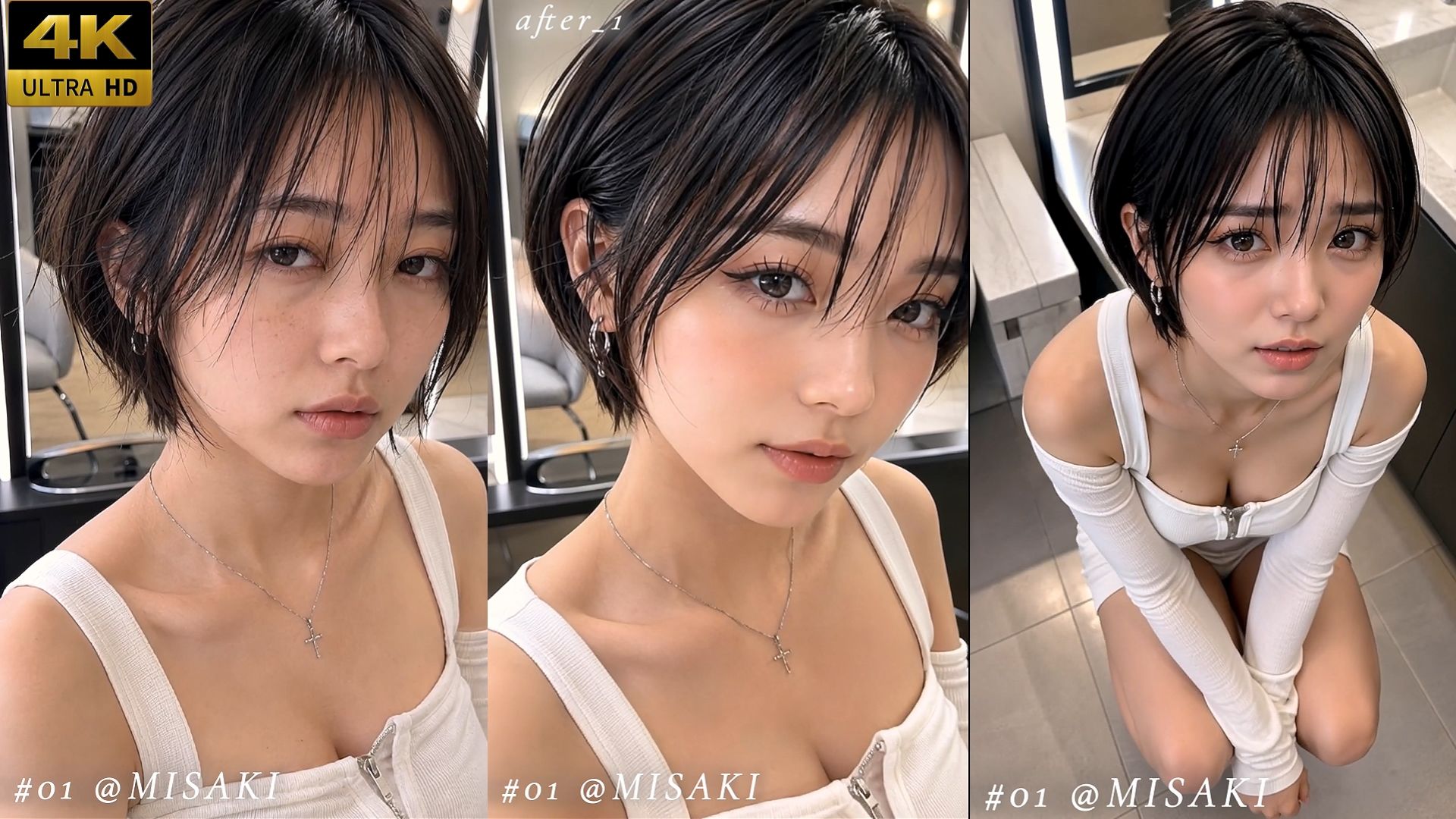 美容室に行っただけなのに4回も大量顔射された私…。おしゃれなクール系美容女子たち20人、Before＆After顔射オムニバス【4K縦動画】 サンプル画像2