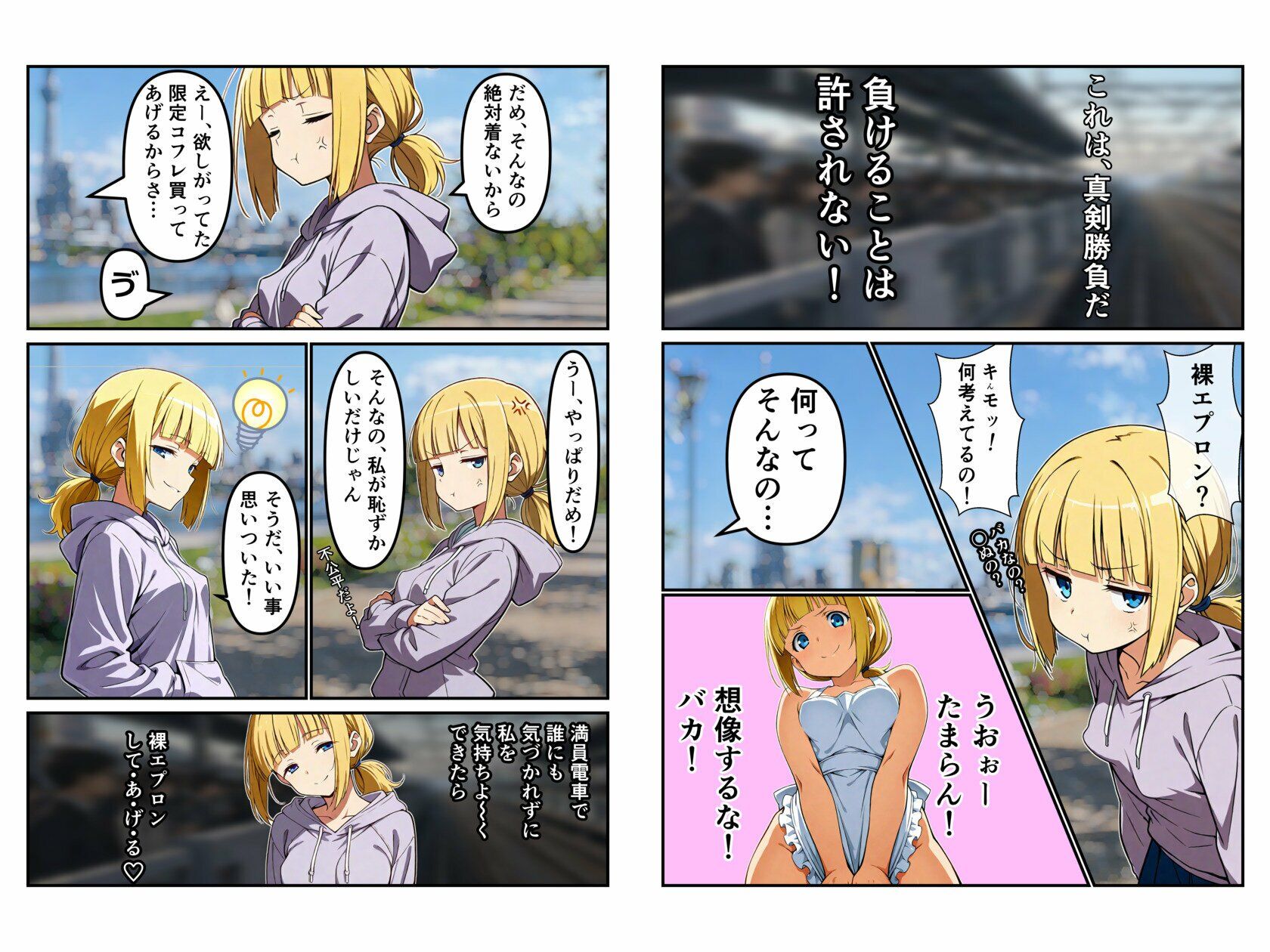 裸エプロンチャレンジは満員電車で…？ サンプル画像1