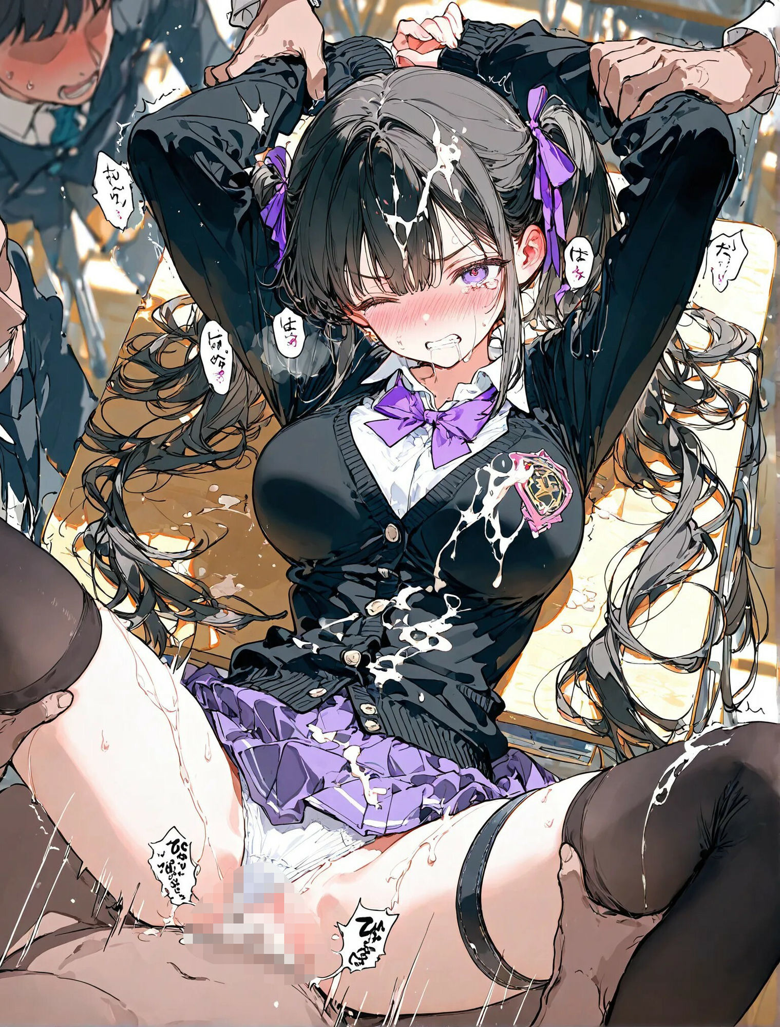 黒髪ツインテJKとSEX サンプル画像1