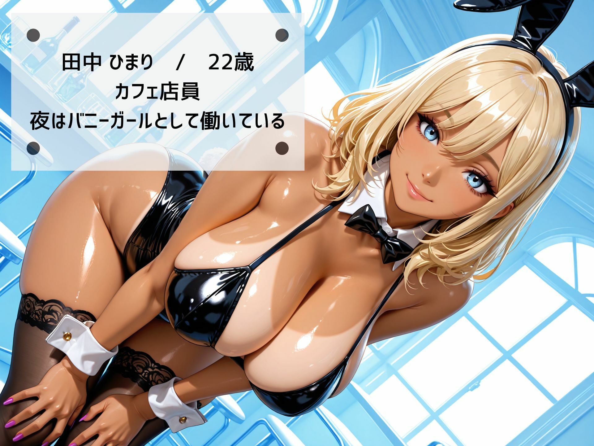 【4K高画質】黒ギャルが巨乳を揺らして濃密セックス！ むっちり巨乳バニーの日焼け跡がエロすぎる！ サンプル画像1
