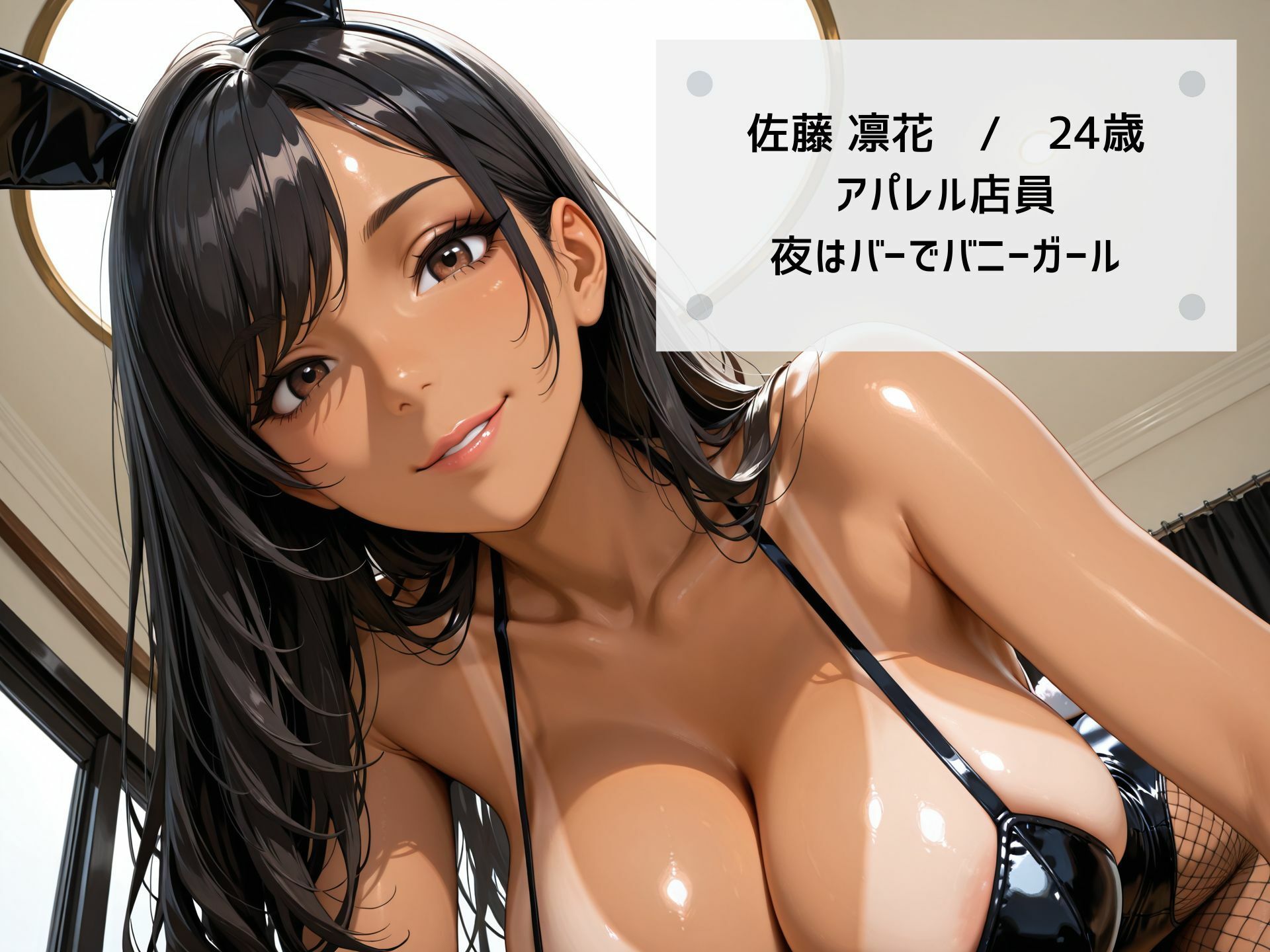 【4K高画質】黒ギャルが巨乳を揺らして濃密セックス！ むっちり巨乳バニーの日焼け跡がエロすぎる！ サンプル画像6