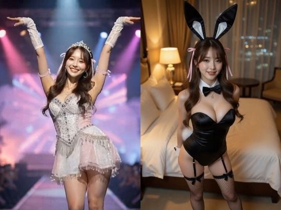 【AIのAV動画】人気アイドル2人の流出映像！高級ホテル密会＆貸切露天風呂ビキニでハメ撮り生中出し＜実写級AI次世代映像＞ サンプル画像3