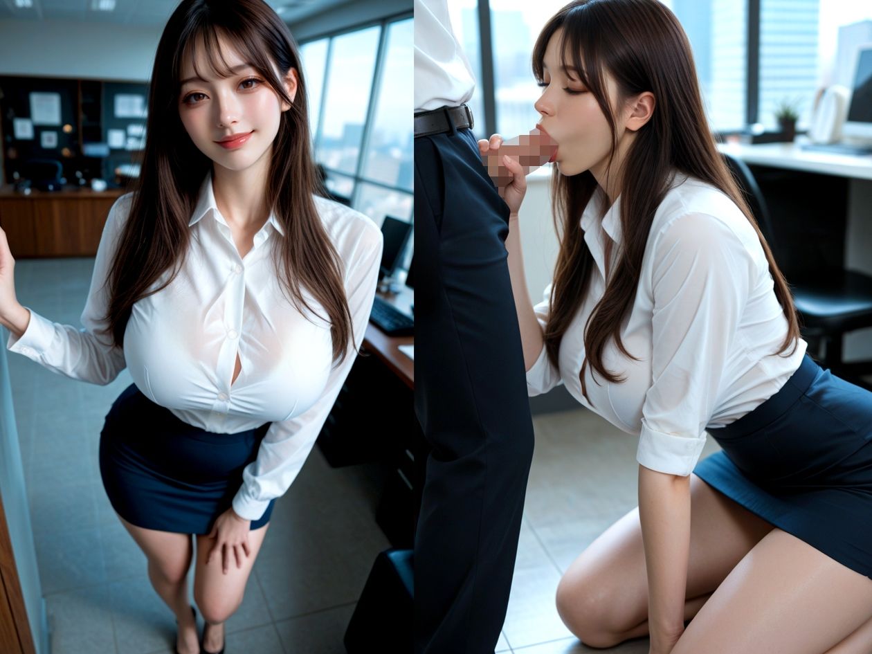 【AIのAV動画】巨乳OL オフィスでOL2人と着衣性交 サンプル画像5