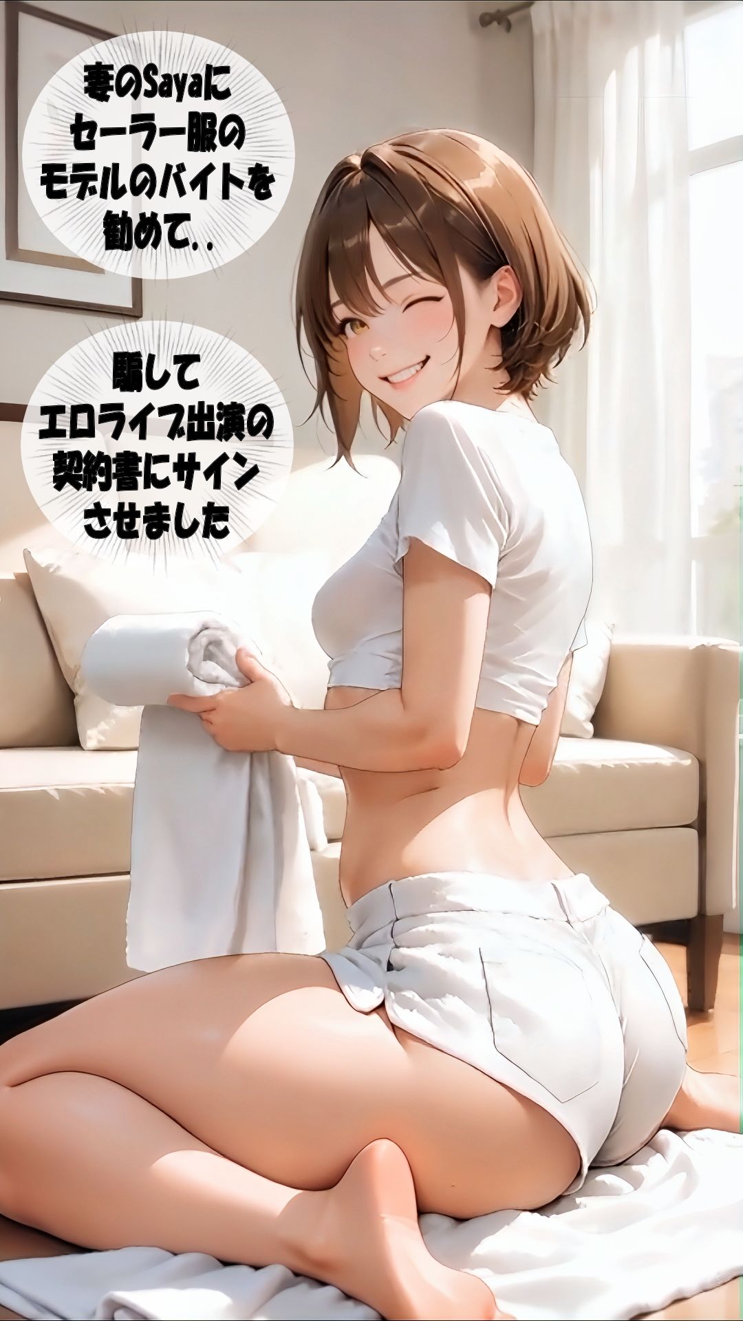 【スマホアニメ動画36分】人妻Sayaの変態日記/妻の女体実験室/セーラー服でエロライブ出演編 サンプル画像1