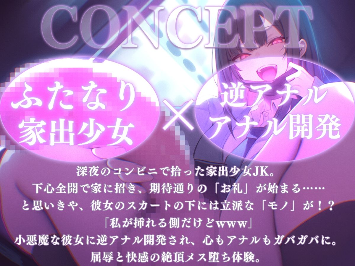 【ドM向け】神待ち家出少女はふたなり！？〜お礼にセックスするのがマナーだよね？私が挿れる側だけどwww〜【逆アナル・アナル開発・メス堕ち】 サンプル画像1