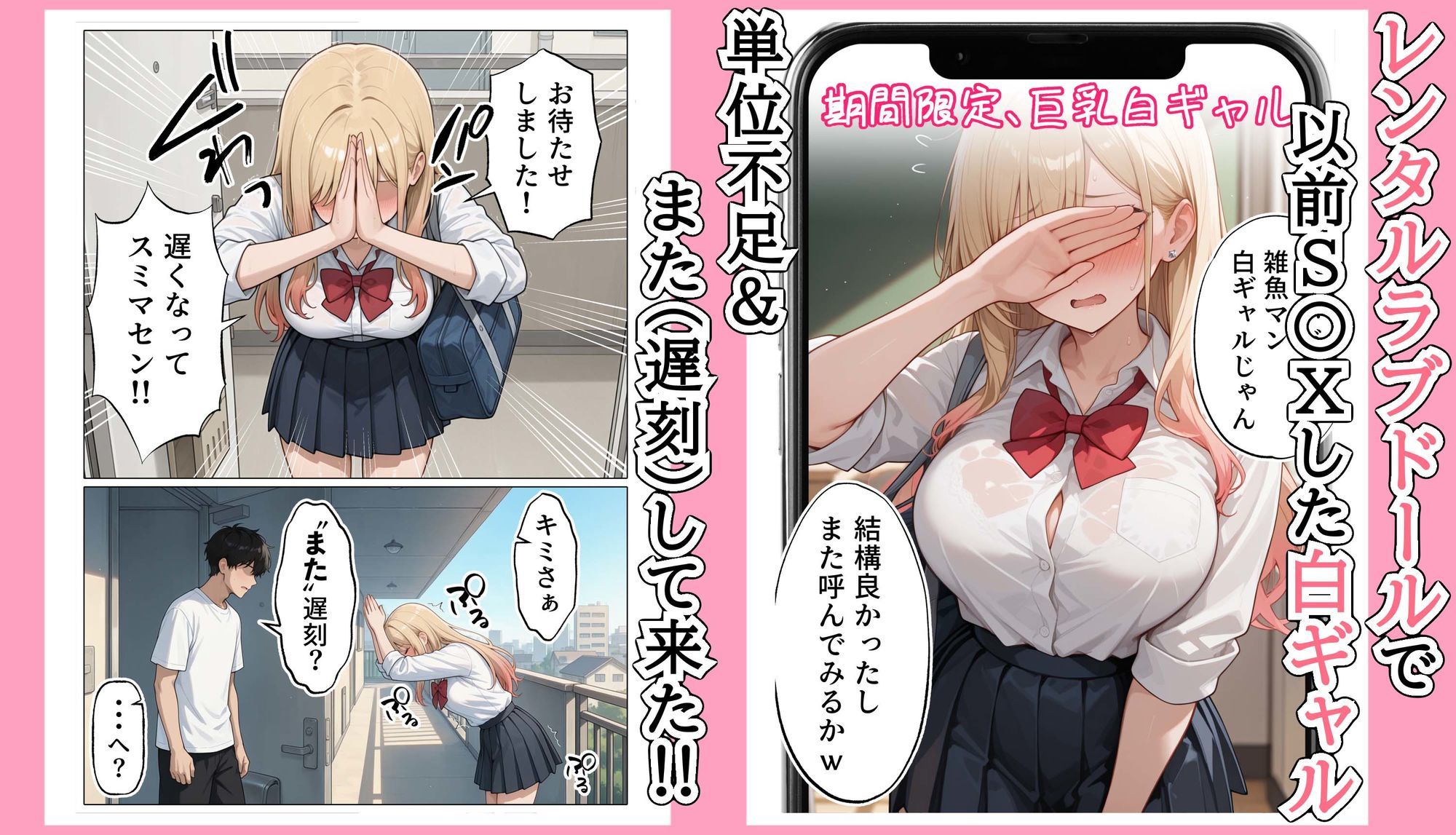 【続編:白ギャルJK2】ラブドール頼んだら、白ギャルJKが来た サンプル画像1