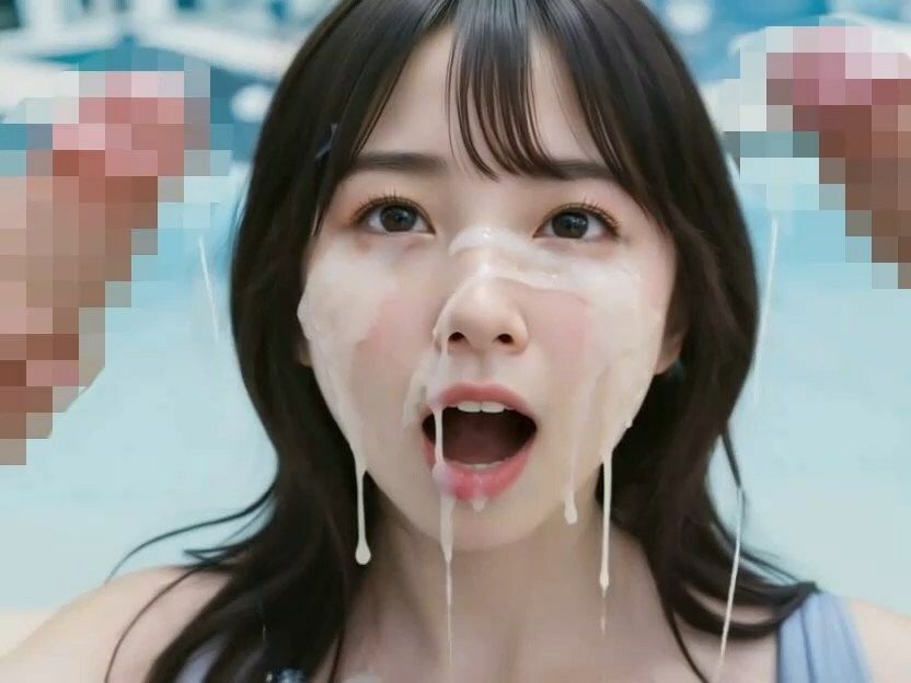 アイドルの笑顔に大量顔射プールサイド撮影会 サンプル画像3