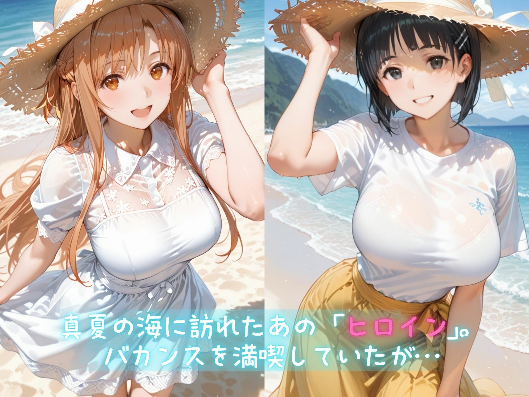 メス堕ちヒロイン  〜 あ●な＆す●は 夏の海編 〜 サンプル画像1