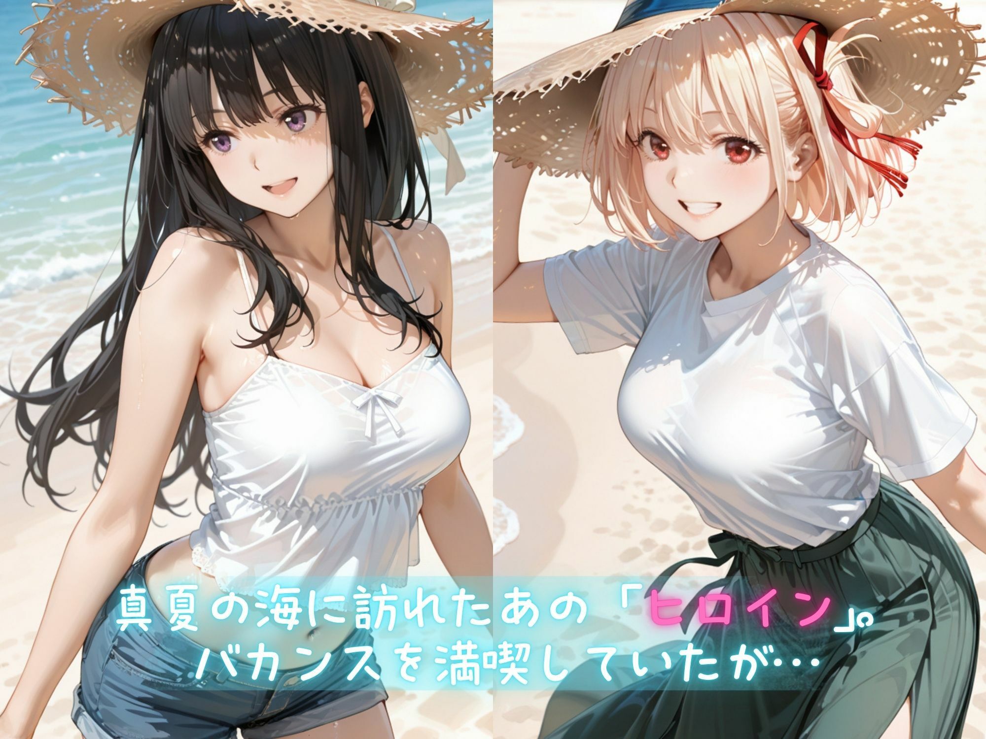 メス堕ちヒロイン  〜 た●な＆ち●と 夏の海編 〜 サンプル画像1