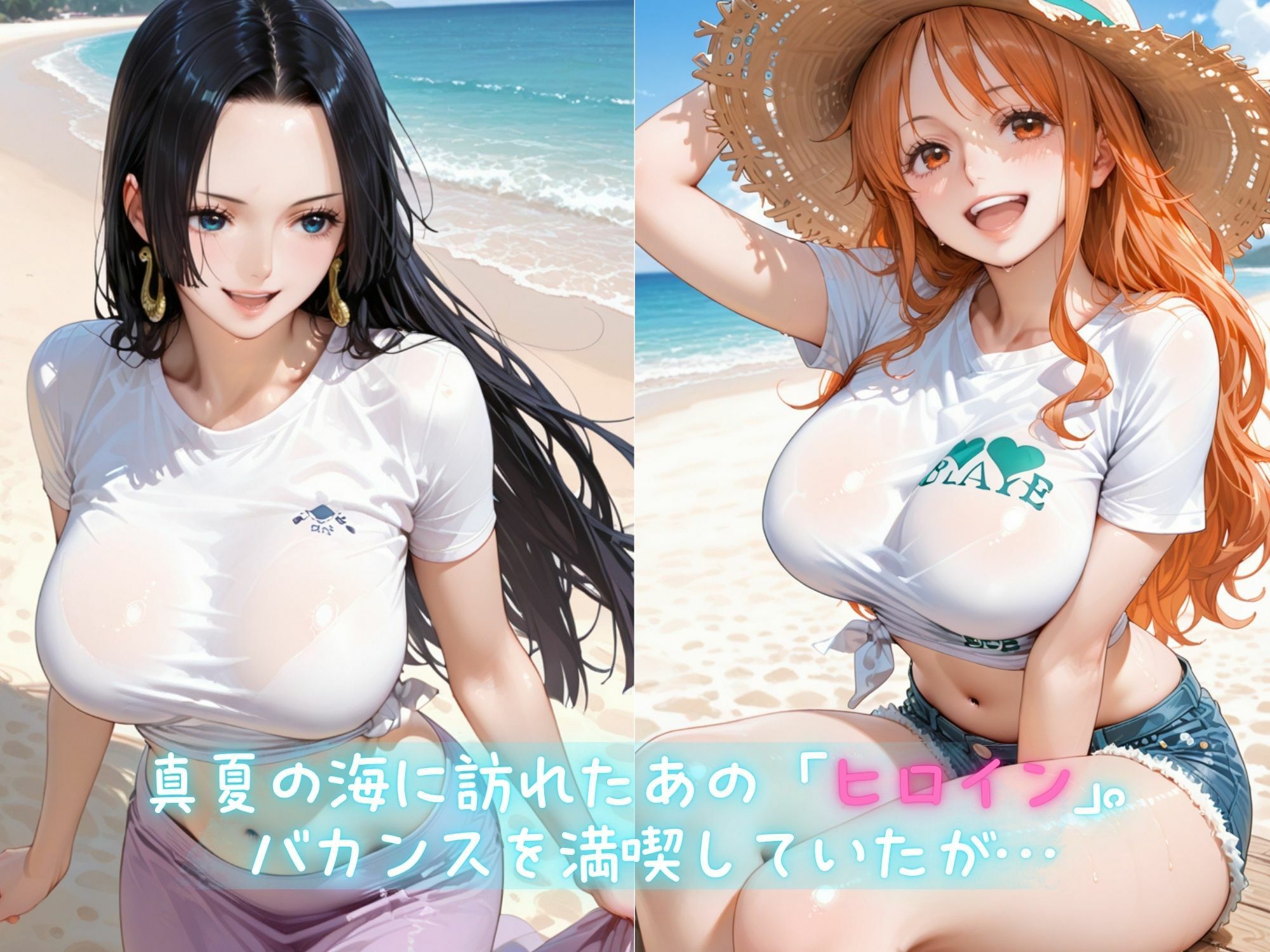 メス堕ちヒロイン  〜 ハン●ック＆●ミ 夏の海編 〜 サンプル画像1