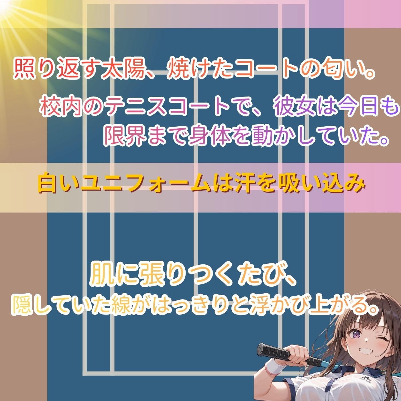 学園性活！ユニフォームに滲む汗 テニス部の本気がエロい2【汗かく美少女の厳選CG411枚収録】スマホ向け サンプル画像2