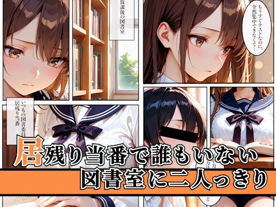 密室の図書室で先輩と二人っきり！勉強中の種付マッサージ サンプル画像1