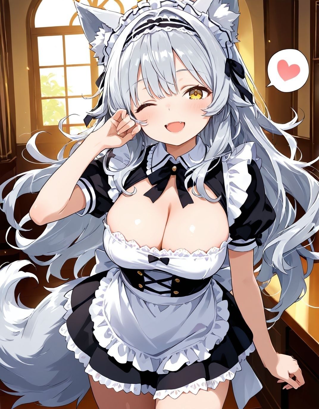尽くし系のシルヴィちゃん  拾ったケモミミ娘が毎日ご奉仕させてとお願いしてくるお話  半袖メイド編 サンプル画像1