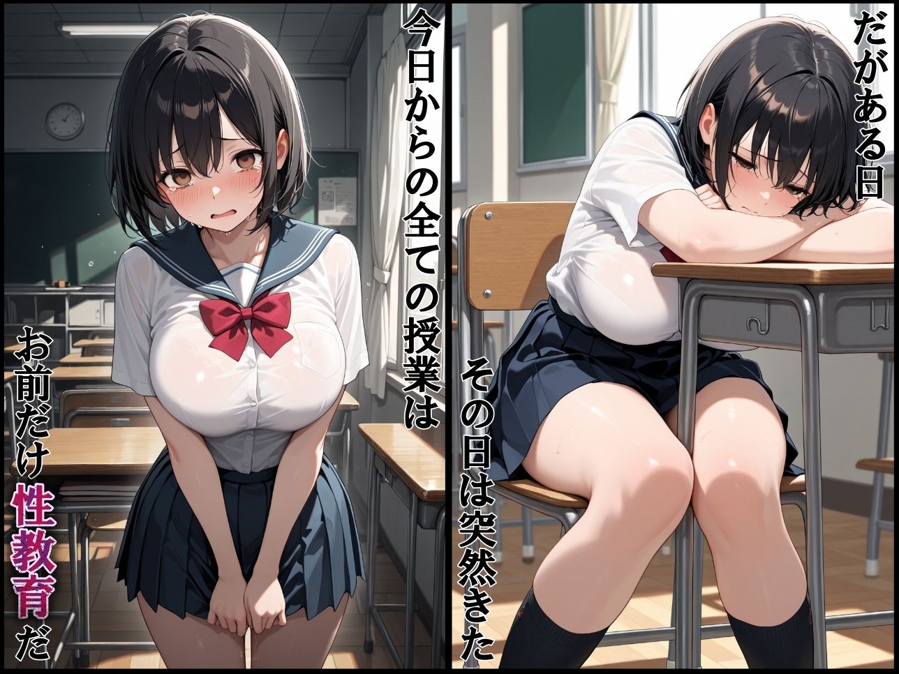 巨乳性指導〜調教されたまんこは男子達の肉便器〜 サンプル画像2