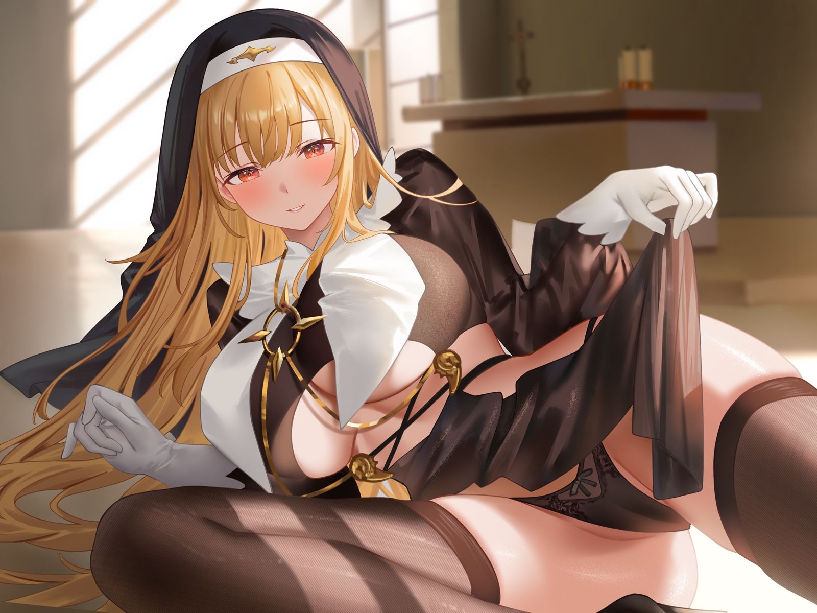 母性全開全肯定シスターの特別扱い（はーと）膝枕授乳＆おちんぽよしよし（はーと）礼拝堂で背徳立ちバック（はーと） サンプル画像4
