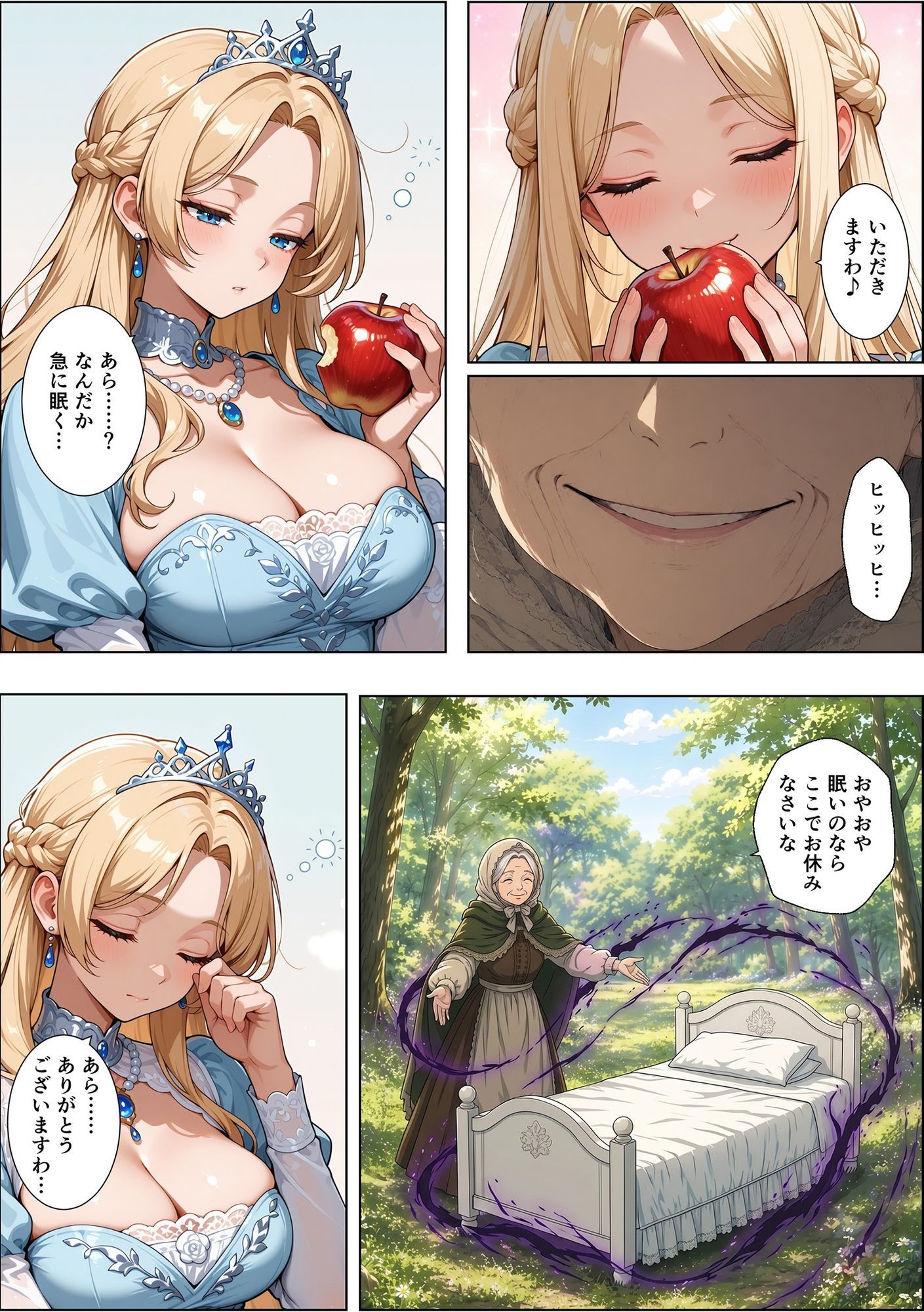 魔女の呪いで眠ってしまったお姫さまにハゲデブおじさんが種付け中出し！ サンプル画像4