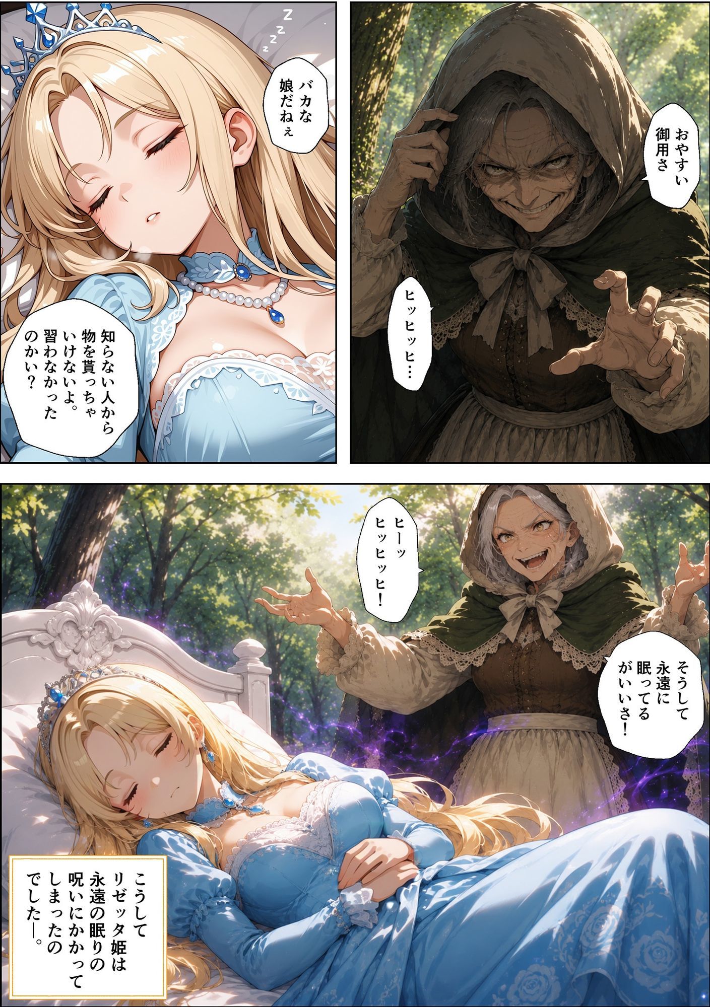 魔女の呪いで眠ってしまったお姫さまにハゲデブおじさんが種付け中出し！ サンプル画像5