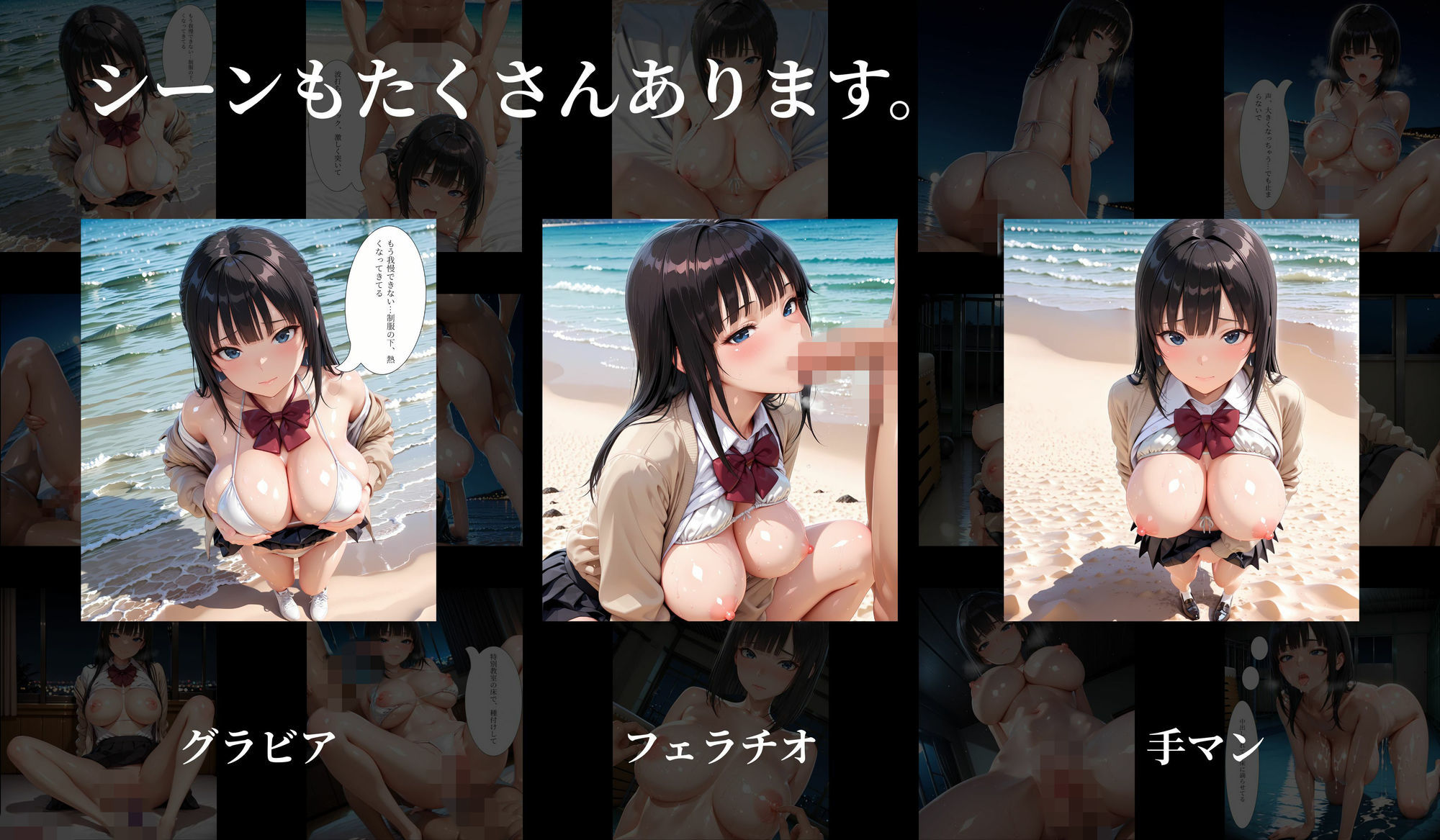 ［500枚の4K高画質（100枚以上にセリフあり）］夏浜学姦〜ネトゲ女生徒と浜辺で夜まで獣交尾〜 サンプル画像6
