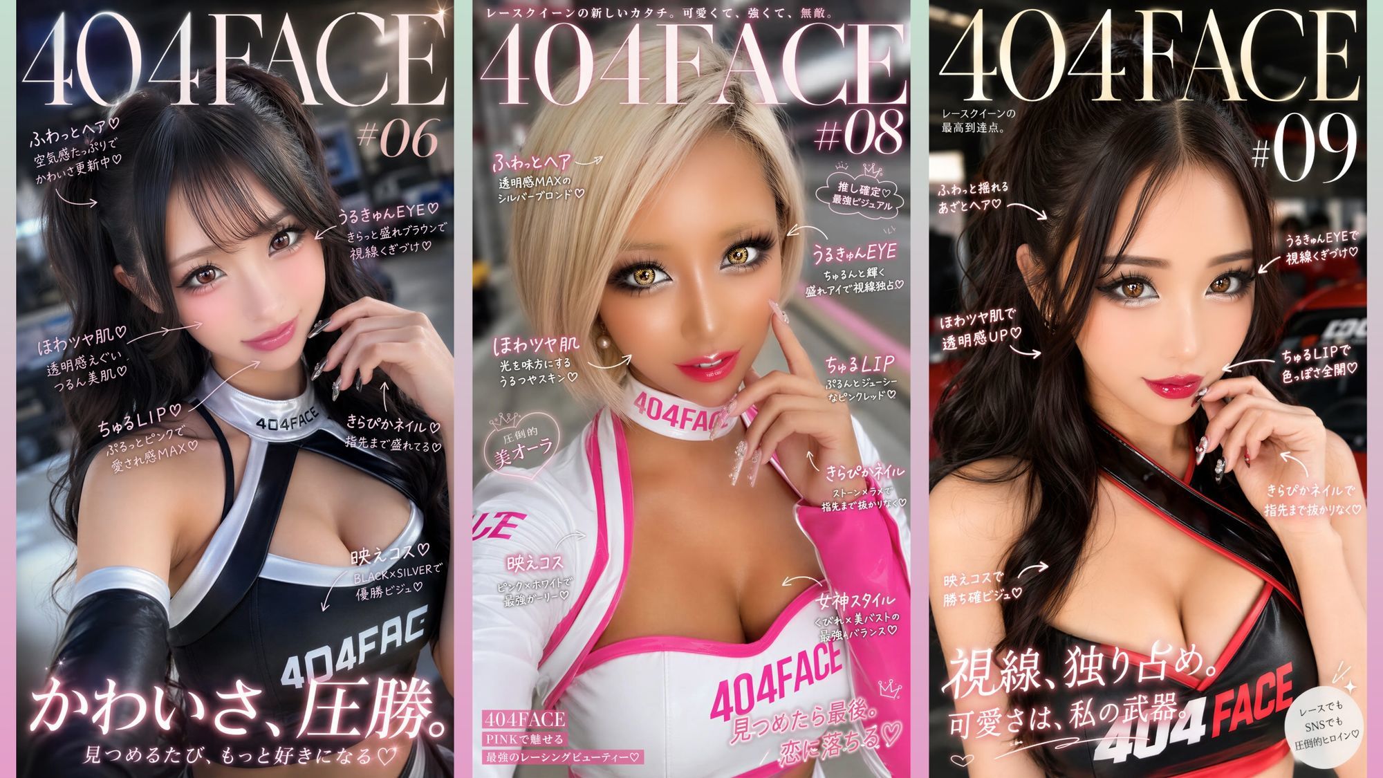 【404FACE】GARQUEEN ド派手メイクの最強レースクイーンギャルに大量顔射！☆48人☆【4K超高画質動画】Facial Compilation サンプル画像2