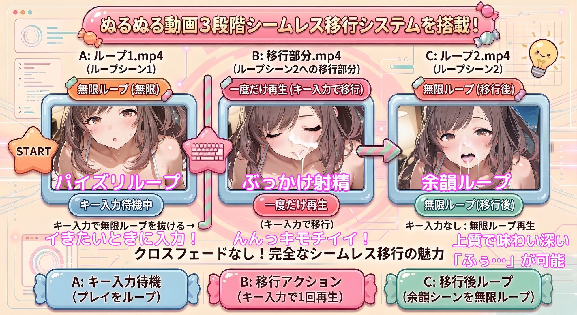 【動くパイズリぶっかけ】月の岡に降る恋の鐘 〜爆乳方言アイドルにパイズリしてもらい、好きなタイミングでぶっかけ顔射して、射精後の余韻シーンも60fpsぬるぬる動画で楽しめるミニゲーム〜 サンプル画像4