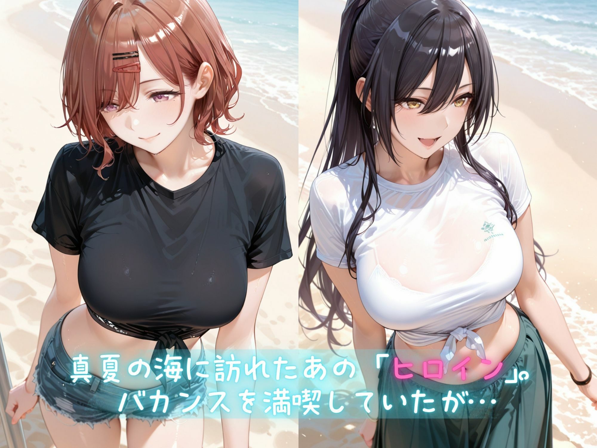 メス堕ちヒロイン  〜 ま●か＆さ●や 夏の海編 〜 サンプル画像1
