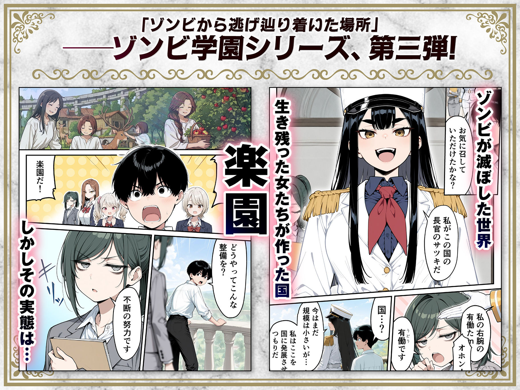 太眉おっぱい長官と貧乳ジト目副官にワクチンポな僕が搾精部屋へ閉じ込められる話 サンプル画像2
