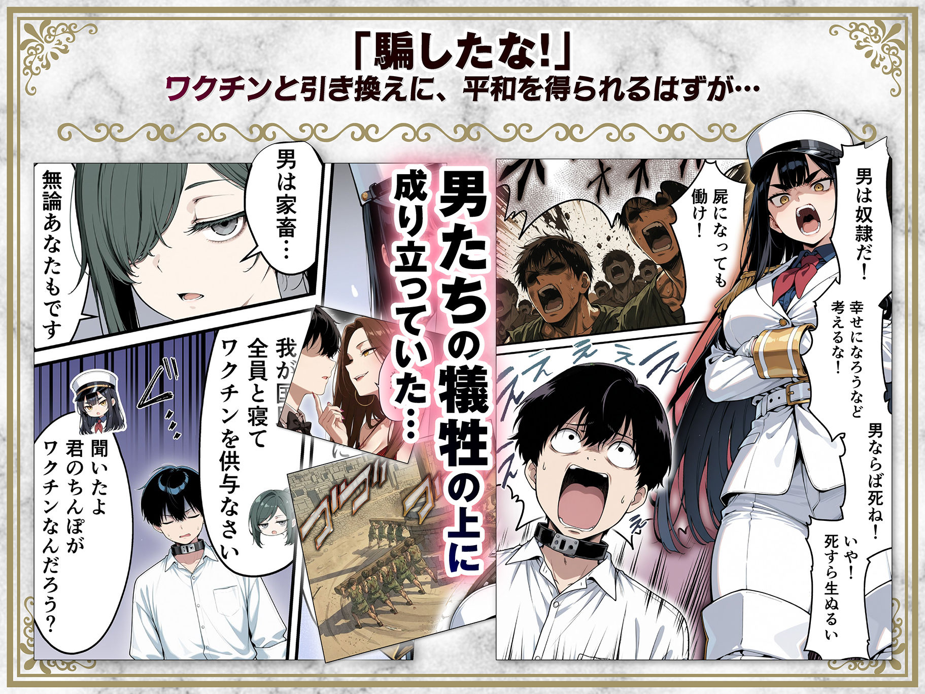 太眉おっぱい長官と貧乳ジト目副官にワクチンポな僕が搾精部屋へ閉じ込められる話 サンプル画像3