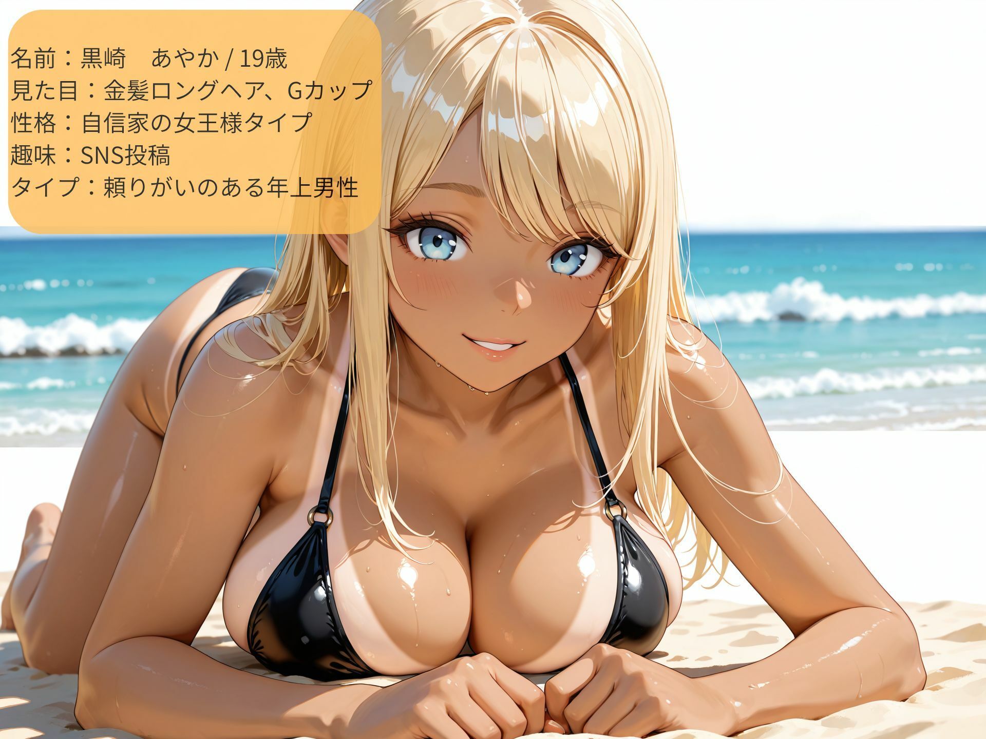 巨乳黒ギャルビッチに逆ナンされてビーチで生ハメ！ サンプル画像1