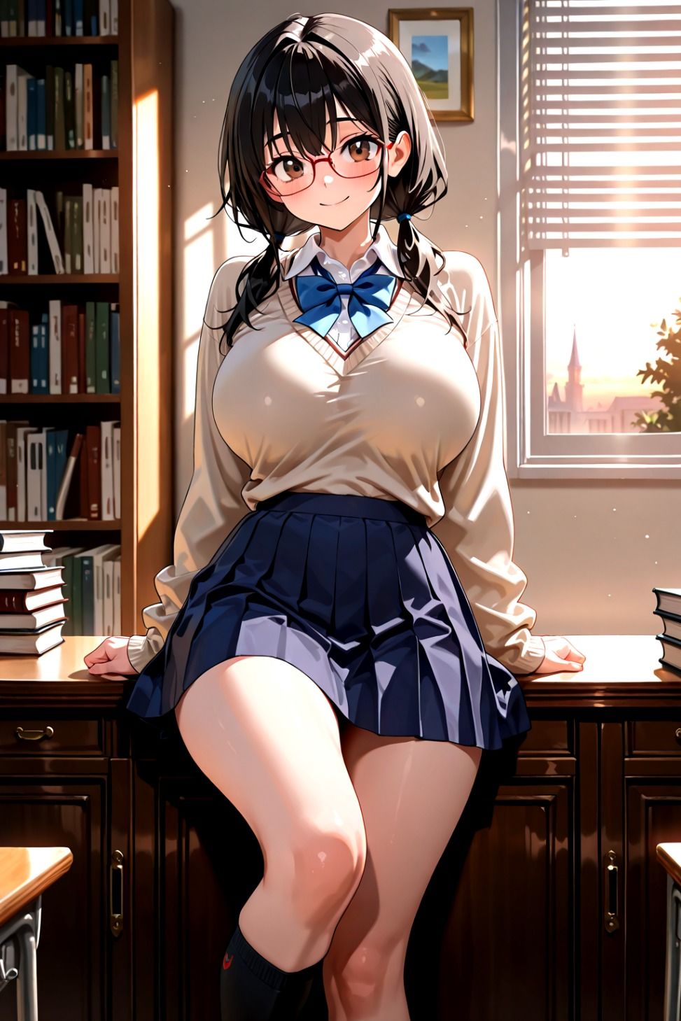 放課後、図書室、物陰で。 サンプル画像1