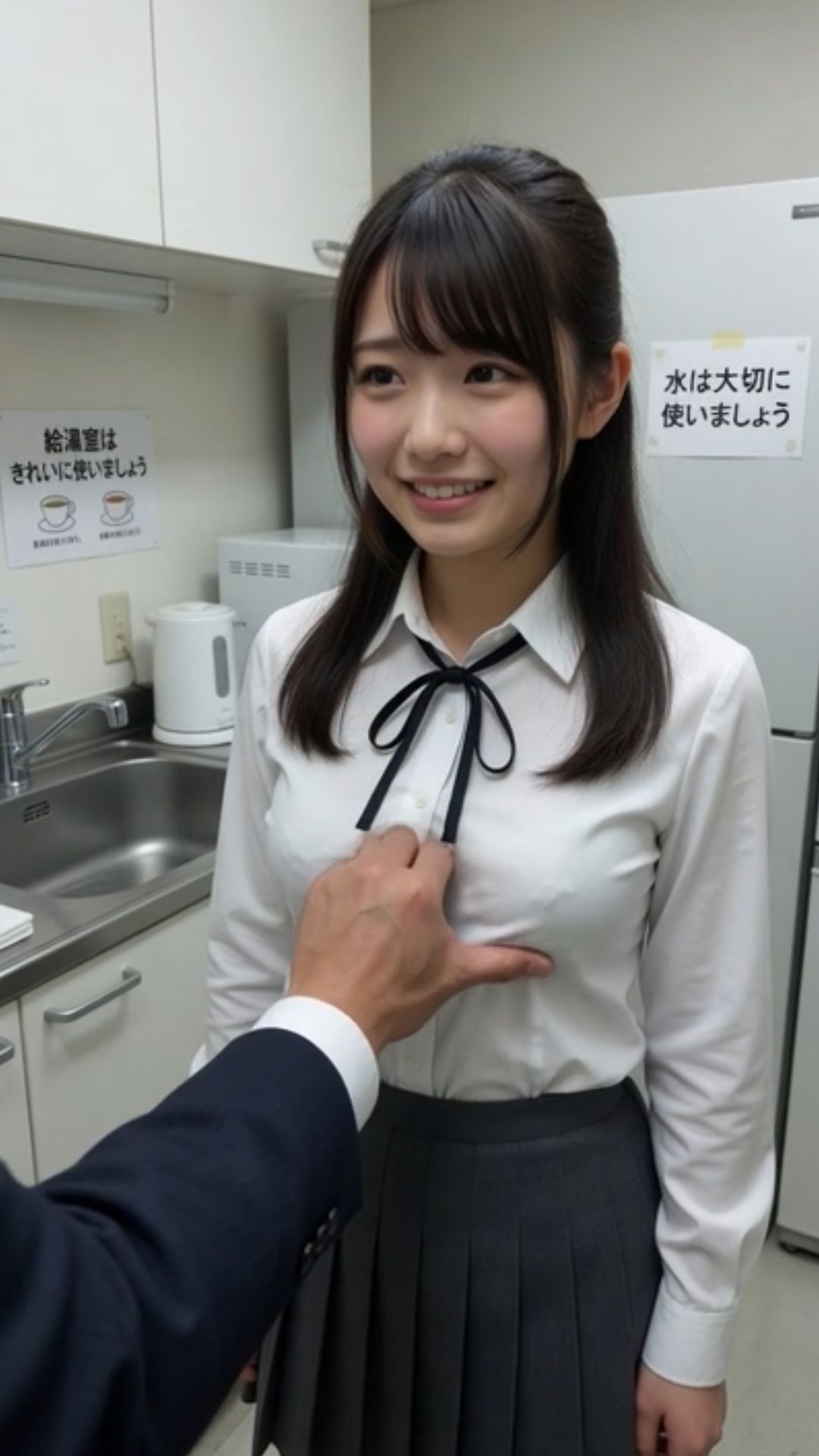 新入社員 給湯室 課長 先輩 いたずら 不倫 セクハラ ブラジャー パンティ OL 職場 サンプル画像3