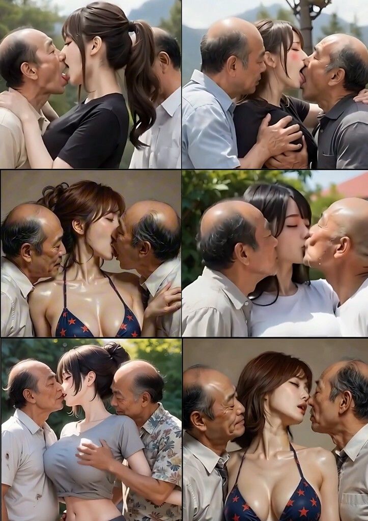美女とおじさんのディープキス キス好き大集合♪ 3P編2 サンプル画像4