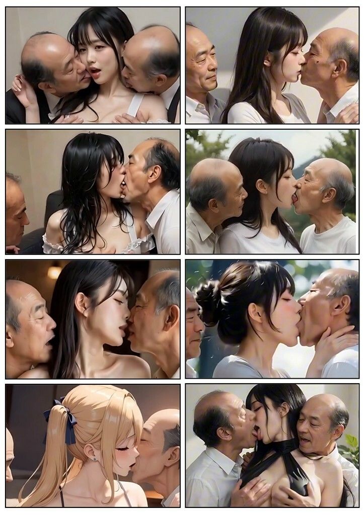 美女とおじさんのディープキス キス好き大集合♪ 3P編2 サンプル画像5