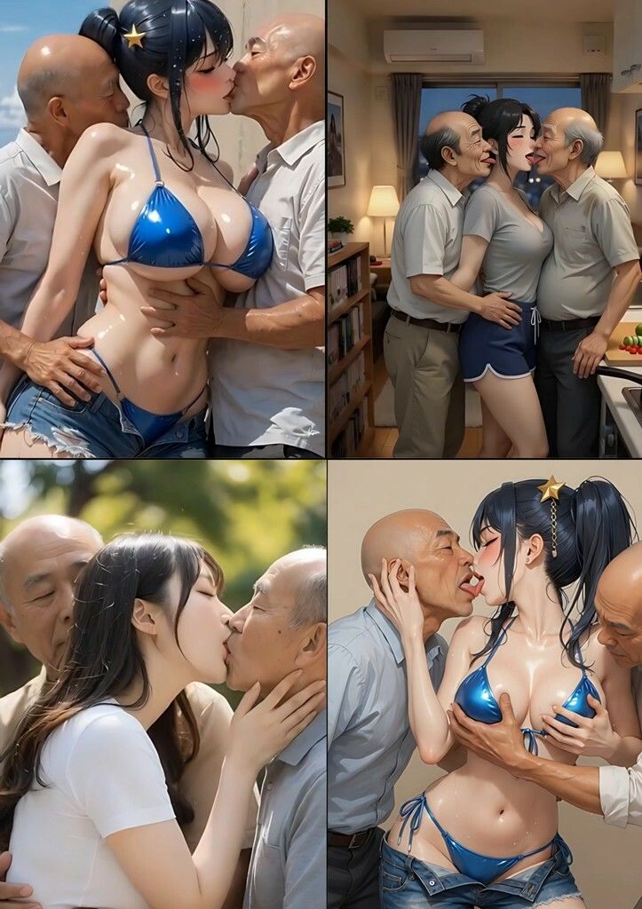 美女とおじさんのディープキス キス好き大集合♪ 3P編2 サンプル画像8