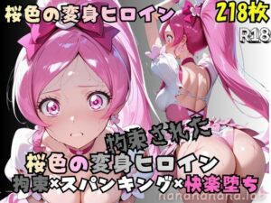 拘束された桜色の変身ヒロイン